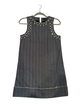 House of Harlow 1960 Dark Gray Embellished Sleeveless Shift Dress
